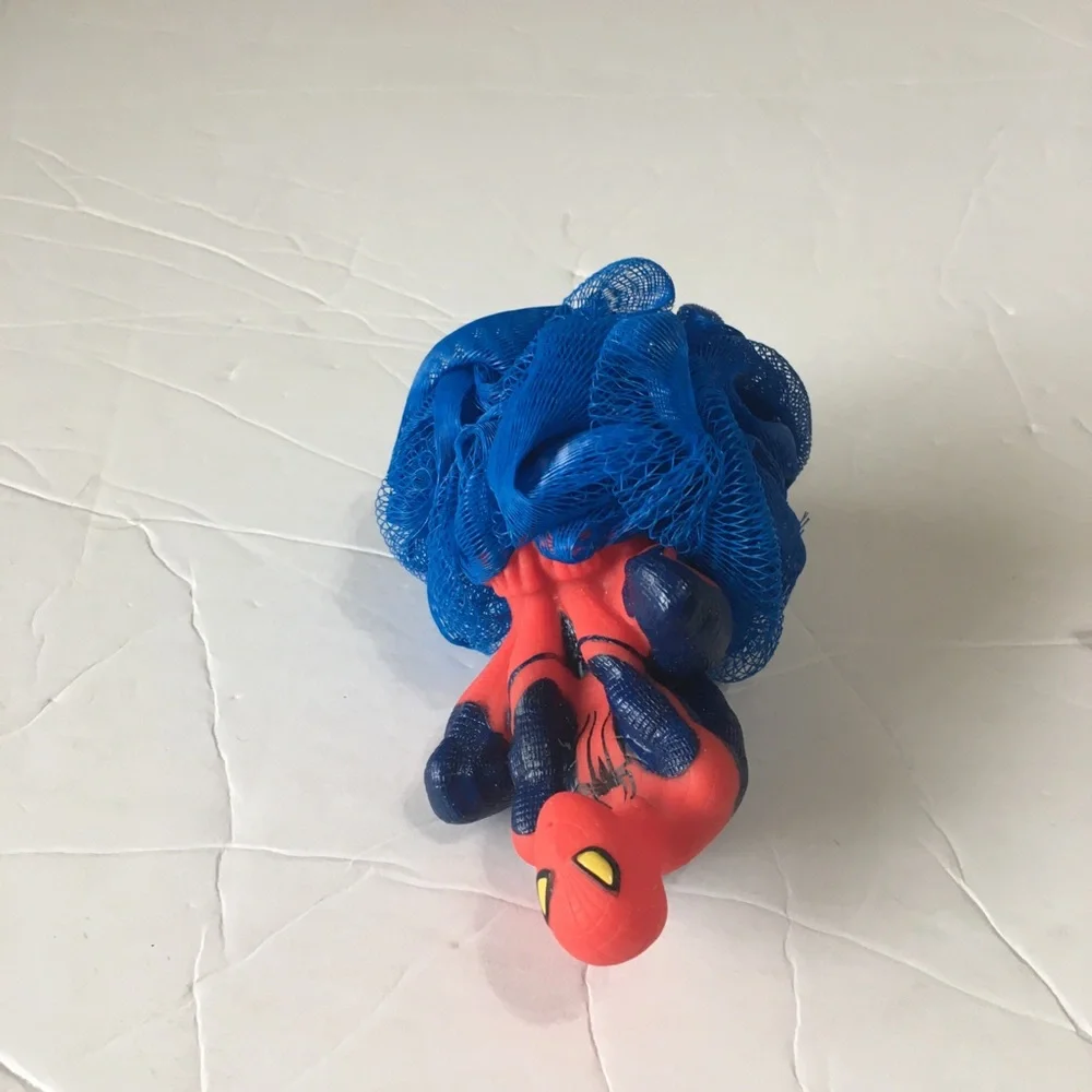 Spiderman Red & Blue Kids Bath Toy with Mesh Scrubber